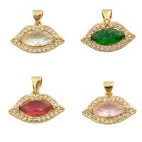 Cubic Zirconia Micro Pave Brass Pendant, Lip, gold color plated, fashion jewelry & DIY & micro pave cubic zirconia & for woman, more colors for choice, 17x20x5mm, Hole:Approx 3mm, Sold By PC