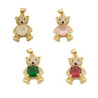 Cubic Zirconia Micro Pave Brass Pendant Bear gold color plated fashion jewelry & micro pave cubic zirconia & for woman Approx 3mm Sold By PC