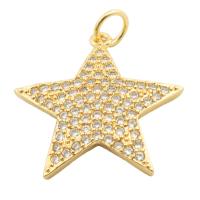 Cubic Zirconia Micro Pave Brass Pendant Star gold color plated fashion jewelry & DIY & micro pave cubic zirconia & for woman golden Approx 3mm Sold By PC