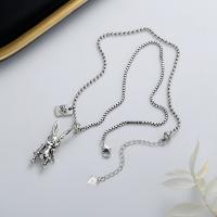 925 Sterling Silver Necklaces, with 1.97inch extender chain, Rabbit, Antique finish, fashion jewelry & for woman, nickel, lead & cadmium free, Length:Approx 15.75 Inch, Sold By PC