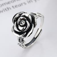 925 Sterling Silver Finger Rings, Rose, Antique finish, fashion jewelry & for woman, nickel, lead & cadmium free, 16mm, Sold By PC