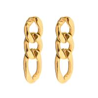 Stainless Steel Drop Earring, 304 Stainless Steel, 18K gold plated, fashion jewelry & for woman, golden, 40x12mm, Sold By Pair