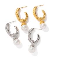 Edelstahl Ohrringe, 304 Edelstahl, mit Kunststoff Perlen, Modeschmuck & für Frau, keine, 38x10.50mm, verkauft von Paar