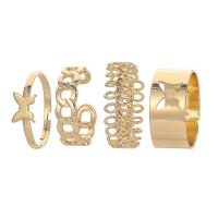 Gioielli anelli da dito , ferro, placcato color oro, 4 pezzi & Regolabile & unisex, dorato, assenza di nichel,piombo&cadmio, Venduto da set