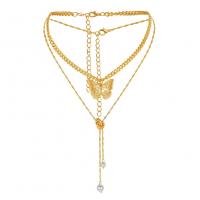 Multi Layer Necklace Zinc Alloy with Plastic Pearl with 1.97inch extender chain gold color plated Double Layer & fashion jewelry & for woman golden nickel lead & cadmium free Length Approx 15.75 Inch Approx 13.39 Inch Sold By PC