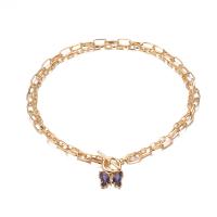 Messing Halskette, mit Kristall, Schmetterling, Modeschmuck & für Frau, frei von Nickel, Blei & Kadmium, 15x20mm, verkauft per ca. 15.75 ZollInch Strang