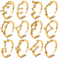 Brass Finger Ring gold color plated Zodiac symbols jewelry & for woman golden nickel lead & cadmium free Sold By PC