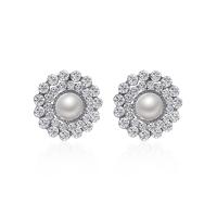 Tibetan Style Stud Earring, with Plastic Pearl, different styles for choice & for woman & with rhinestone, more colors for choice, nickel, lead & cadmium free, 20mm, Sold By Pair