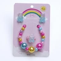 Jewelry Sets Stud Earring & finger ring & bracelet Plastic Bear for children multi-colored Sold By Set