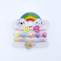 Resin Bracelets, Heart, three pieces & for children, multi-colored, Inner Diameter:Approx 45mm, Sold By Set