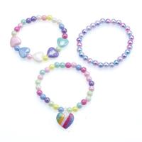 Plastic Bracelet Heart three pieces & for children multi-colored Inner Approx 45mm Sold By Set