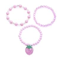 Plastic Bracelet Strawberry three pieces & for children pink Inner Approx 45mm Sold By Set