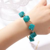 Zinc Alloy Bracelet with Resin Square gold color plated fashion jewelry & for woman Length Approx 22 cm Sold By PC