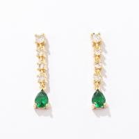 Zinc Alloy Drop Earrings with Cubic Zirconia Teardrop gold color plated fashion jewelry & for woman Sold By Pair