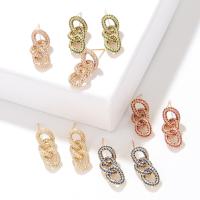 Boucles d'oreilles en alliage de zinc, Placage de couleur d'or, bijoux de mode & pavé de micro zircon & pour femme, plus de couleurs à choisir, 10x25mm, Vendu par paire