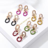 Boucles d'oreilles en alliage de zinc, avec Acrylique, Placage de couleur d'or, bijoux de mode & pour femme, plus de couleurs à choisir, 15x45mm, Vendu par paire