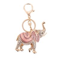 Zinc Alloy Key Lås, Elephant, guldfarve belagt, Nuttet & mode smykker & med rhinestone, flere farver til valg, 75x70mm, Solgt af PC