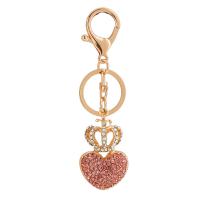 Zinc Alloy Key Clasp Heart gold color plated cute & fashion jewelry & with rhinestone Sold By PC