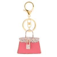 Fermoir porte clé en alliage de zinc, sac à main, Placage de couleur d'or, Mignon & bijoux de mode & avec strass, plus de couleurs à choisir, 53x55mm, Vendu par PC