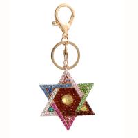 Zinc Alloy Key Clasp Hexagram gold color plated cute & fashion jewelry & with rhinestone Sold By PC