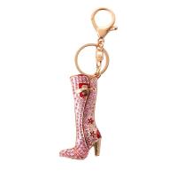 Tibetan Style Key Clasp, Shoes, gold color plated, cute & fashion jewelry & with rhinestone, more colors for choice, 35x70mm, Sold By PC