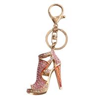 Tibetan Style Key Clasp, Shoes, gold color plated, cute & fashion jewelry & with rhinestone, more colors for choice, 50x60mm, Sold By PC