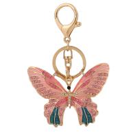 Zinc Alloy Key Clasp Butterfly gold color plated cute & fashion jewelry & with rhinestone Sold By PC
