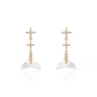 Brass Drop Earring, Copper Alloy, with Acrylic, gold color plated, fashion jewelry & for woman & with rhinestone, 30x13mm, Sold By Pair