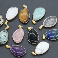 Gemstone Pendants Jewelry, Brass, with Gemstone, plated, DIY & different materials for choice, more colors for choice, nickel, lead & cadmium free, 20x30mm, Sold By PC