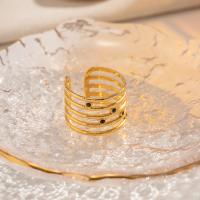 nehrđajućeg Čelik vještački dijamant Finger Ring, 304 nehrđajućeg čelika, pozlaćen, modni nakit & s Rhinestone, zlatan, 14.10mm, Unutarnji promjer:Približno 18.2mm, Prodano By PC