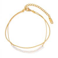 Stainless Steel Anklet 304 Stainless Steel with Shell with 6cm extender chain plated fashion jewelry golden 3mm Length 20 cm Sold By PC