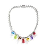 Acryl Halskette, mit Kristall & Eisen, plattiert, Modeschmuck & Kugelkette & für den Menschen, Länge ca. 21.7 ZollInch, verkauft von PC