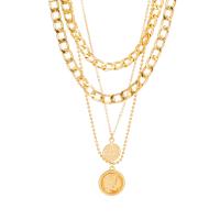 Zinc Alloy Necklace with aluminum chain & brass chain with 2.7inch extender chain plated fashion jewelry & multilayer & for man Length Approx 15.7 Inch Sold By Set
