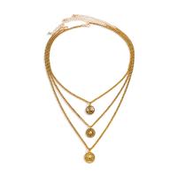 Zinc Alloy Necklace with Iron with 2.7inch extender chain antique gold color plated three layers & fashion jewelry & oval chain & for man Length Approx 17.7 Inch Approx 19.6 Inch Sold By Set