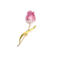 Zinc Alloy Brooch, Flower, stoving varnish, for woman & enamel, 17x54mm, Sold By PC