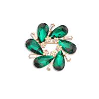 Zinc Alloy Brooch with Crystal Flower gold color plated for woman & with rhinestone Sold By PC