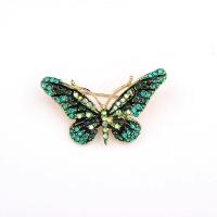 Zinc Alloy Brooch Butterfly gold color plated for woman & enamel & with rhinestone Sold By PC