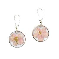 Resin Drop Earring, with Dried Flower, Round, fashion jewelry & for woman, more colors for choice, 30mm, 12Pairs/Lot, Sold By Lot