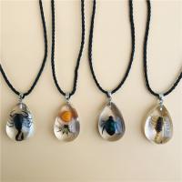 Resin Necklace, with Wax Cord, Teardrop, Unisex & different styles for choice & epoxy gel, 24x17x10mm, Length:Approx 17.7 Inch, 12PCs/Lot, Sold By Lot