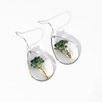 Resin Drop Earring with Dried Flower Teardrop plated & for woman & epoxy gel Sold By Lot