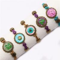 Resin Bracelet with Dried Flower & PU Leather & Brass plated Unisex & epoxy gel Length Approx 6-8 Inch Sold By Lot