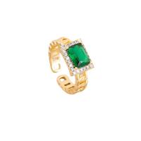 титан Манжеты палец кольцо, Геометрический узор, плакированный настоящим золотом, регулируемый & Женский & со стразами, продается PC