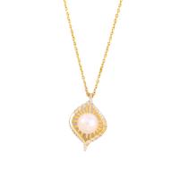 Titanstahl Halskette, mit Kunststoff Perlen & Messing, mit Verlängerungskettchen von 2inch, vergoldet, für Frau & mit Strass & hohl, Länge ca. 15.7 ZollInch, verkauft von PC