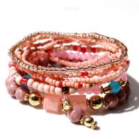 Acrylic Bracelet Set with Seedbead & Resin & Zinc Alloy stoving varnish multilayer & Bohemian style & for woman Length Approx 6-8 Inch Sold By Set