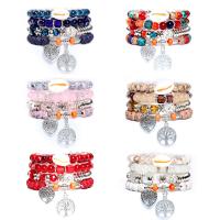 Glass Bracelet Set, with Crystal & Tibetan Style & Acrylic, Tree, stoving varnish, multilayer & Bohemian style & Unisex, more colors for choice, Inner Diameter:Approx 55mm, Sold By Set