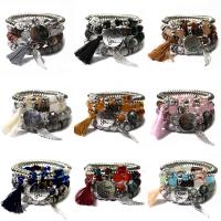 Tibetan Style Bracelet Set, with Crystal & Resin, plated, multilayer & Bohemian style & for woman, more colors for choice, Length:Approx 7 Inch, Sold By Set