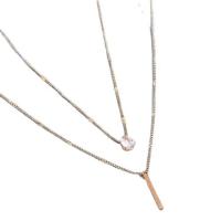 Zinc Alloy Necklace with 2.76inch extender chain plated Double Layer & for woman & with rhinestone Length Approx 17.7 Inch Approx 19.7 Inch Sold By Set