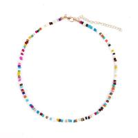 Glass Seed Beads Necklace, with 2.76inch extender chain, Bohemian style & for woman, more colors for choice, Length:Approx 14.2 Inch, Sold By PC
