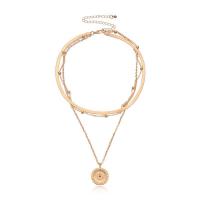 Tibetan Style Necklace, with 4inch extender chain, Flat Round, plated, multilayer & for woman, more colors for choice, Length:Approx 13.4 Inch, Approx 14.2 Inch, Approx 15.9 Inch, Sold By Set