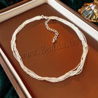 Brass Necklace fashion jewelry & multilayer & for woman silver color nickel lead & cadmium free Length Approx 44.5 cm Sold By PC